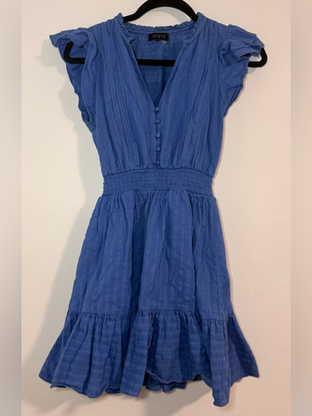 1.STATE Womens Ruffled V Neck Baby Doll Dress Size Small S